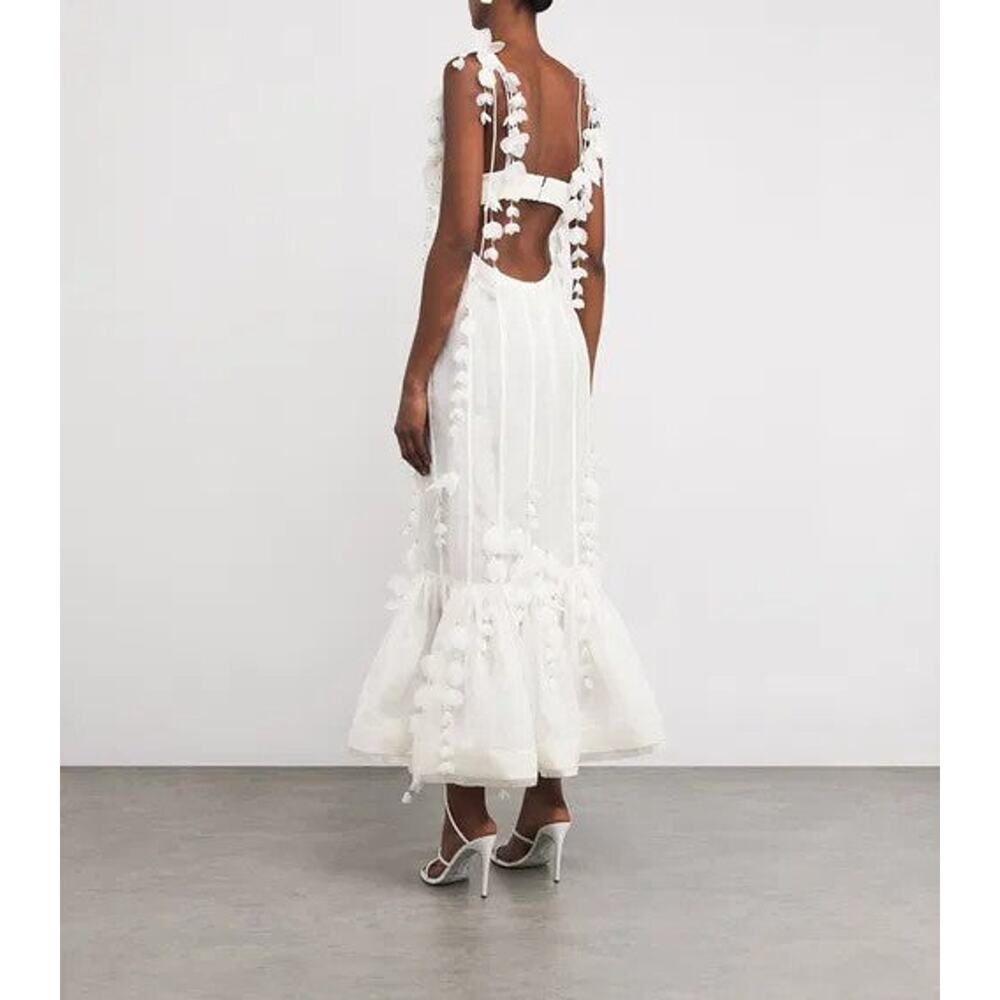 Zimmermann Dawning Linen-Silk Petal Midi Dress - 4 - Picture 4 of 6